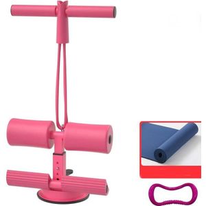 Suction-cup Abdominal Curler Sit-up Aid Household Waistcoat Line  Style:Drawstring + Yoga Mat(Pink)