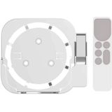 JV06T Set Top Box Bracket + Remote Control Protective Case Set for Apple TV(White + White)