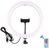 PULUZ 11.8 inch 30cm RGB Dimmable LED Dual Color Temperature LED Curved Diffuse Light Ring Vlogging Selfie Photography Video Lights with Cold Shoe Tripod Ball Head & Phone Clamp & Remote Control(Pink)