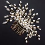 Bride Comb Wedding Handmade Pearl Bridal Women Headwear Jewelry(gold)