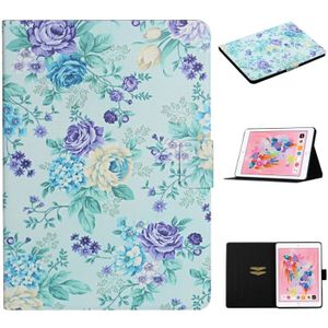 For iPad 5 Flower Pattern Horizontal Flip Leather Case with Card Slots & Holder(Purple Flower)