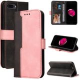 Business Stitching-Color Horizontal Flip PU Leather Case with Holder & Card Slots & Photo Frame For iPhone 8 Plus / 7 Plus(Pink)