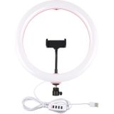 PULUZ 11.8 inch 30cm USB 3 Modes Dimmable Dual Color Temperature LED Curved Diffuse Light Ring Vlogging Selfie Photography Video Lights with Phone Clamp(Pink)