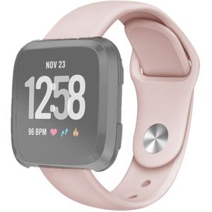 For Fitbit Versa 2 / Fitbit Versa / Fitbit Versa Lite Solid Color Silicone Replacement Strap Watchband  Size:S(Sand Pink)