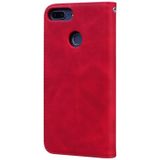 For Huawei Honor 9 Lite Frosted Business Magnetic Horizontal Flip PU Leather Case with Holder & Card Slot & Lanyard(Red)