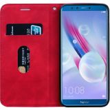 For Huawei Honor 9 Lite Frosted Business Magnetic Horizontal Flip PU Leather Case with Holder & Card Slot & Lanyard(Red)