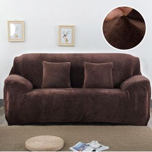 Pluche stof sofa cover dikke zachte bank elastische sofa covers niet omvatten kussensloop  specificatie: 4 Seat 230-300cm (koffie)