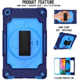For Samsung Galaxy Tab A 10.1 (2019)/T515 360 Degree Rotation Turntable Contrast Color Robot Shockproof Silicone + PC Protective Case with Holder(Navy Blue + Blue)