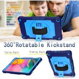 For Samsung Galaxy Tab A 10.1 (2019)/T515 360 Degree Rotation Turntable Contrast Color Robot Shockproof Silicone + PC Protective Case with Holder(Navy Blue + Blue)