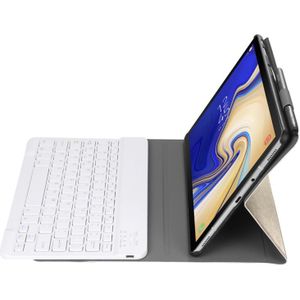 A510 Bluetooth 3.0 Ultra-thin Detachable Bluetooth Keyboard Leather Case for Samsung Galaxy Tab A 10.1 (2019) T510 / T515  with Pen Slot & Holder (Gold)