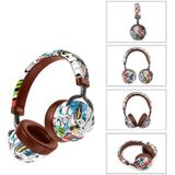 VJ086 Graffiti Headset Wireless Sports Bluetooth Headset Water Transfer Color Print Headset  Support TF  FM(Dazzle Colour)