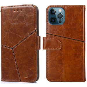 Geometric Stitching Horizontal Flip TPU + PU Leather Case with Holder & Card Slots & Wallet For iPhone 12 Pro Max(Light Brown)