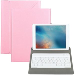 Universal Detachable Bluetooth Keyboard + Leather Case without Touchpad for iPad 9-10 inch  Specification:White Keyboard(Pink)
