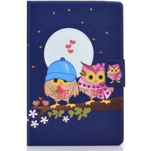 For Samsung Galaxy Tab S7 T870 Electric Pressed Left Right Flat Leather Case with Sleep Function Pen Cover & Card Slot & Holder(Couple Owls)