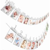 1St Baby 12 Months Birthday Pull Flag Photo Wall Slogan Banner Month Photo Clip Flower(Silver  number)