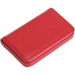 2 PCS PU Leather Metal Business Card Holder Magnetic Lychee Stainless Steel Business Card Case(Red)