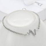 10 PCS Simple Personality Bileklik Ecg Figure Lightning Bracelet Couple Heartbeat Frequency Bracelet