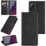 For Wiko Power U20 Retro-skin Business Magnetic Suction Leather Case with Holder & Card Slots & Wallet(Black)