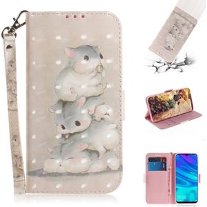 3D Colored Drawing Squirrels Pattern Horizontal Flip Leather Case for Huawei P Smart+ 2019 / Enjoy 9s / Honor 10i / Honor 20i / Honor 20 Lite  with Holder & Card Slots & Wallet