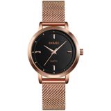 SKMEI 1528 Simple Fashion Lady Watch Casual Netting Scale(Rose Gold)