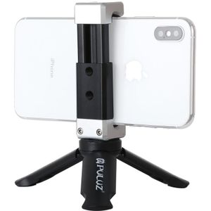 PULUZ Folding Plastic Tripod + Aluminum Alloy Clamp Bracket with Cold Shoe for iPhone  Galaxy  Huawei  Xiaomi  Sony  HTC  Google and other Smartphones