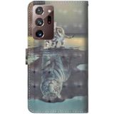 For Samsung Galaxy Note 20 Ultra 3D Painting Pattern Horizontal Flip TPU + PU Leather Case with Holder & Card Slots & Wallet(Cat Tiger)