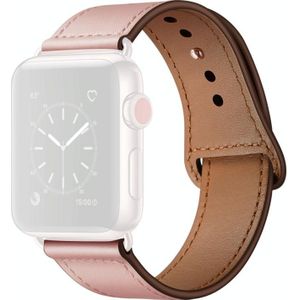 Lederen vervangende horlogeband voor Apple Watch Series 7 45mm / 6 & SE & 5 & 4 44mm / 3 & 2 & 1 42mm (Pink Stitch Pattern)