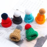 12PCS Cute Mini Knitted Hairball Hat Brooch Sweater Pins Badge(Purple)