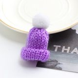 12PCS Cute Mini Knitted Hairball Hat Brooch Sweater Pins Badge(Purple)