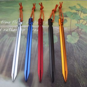 5 PCS Aluminium Alloy Tent Peg Nail Outdoor Traveling Tent Accessories with Rope  Length: 18cm(Black)