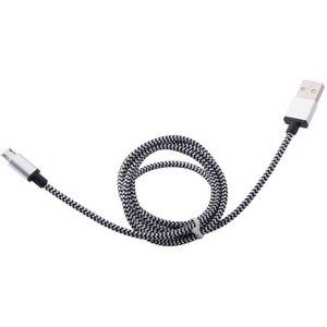 1m Woven Style Micro USB to USB 2.0 Data / Charger Cable  For Samsung  HTC  Sony  Lenovo  Huawei  and other Smartphones(Silver)