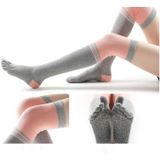 Ladies Over The Knee Yoga Socks Winter Warm Non-Slip Dance Five-Finger Socks  Size: Free Size(Dark Gray)