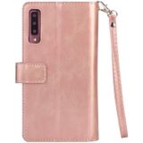 For Samsung Galaxy A70 Multifunctional Zipper Horizontal Flip Leather Case with Holder & Wallet & 9 Card Slots & Lanyard(Rose Gold)