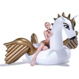Inflatable Pegasus Shaped Floating Mat Swimming Ring  Inflated Size: 240 x 230 x 130cm(Gold)