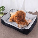 Dog Bone Pattern Big Soft Warm Kennel Pet Dog Cat Mat Blanket with Blanket Size: XXS  45×30×15cm (Black Grey)