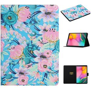 For Samsung Galaxy Tab A 10.1 (2019) Flower Pattern Horizontal Flip Leather Case with Card Slots & Holder(Pink Flower)