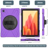 For Samsung Galaxy Tab A7 10.4 2020 T500 / T505 Shockproof Colorful Silicone + PC Protective Case with Holder & Shoulder Strap & Hand Strap & Screen Protector(Purple)