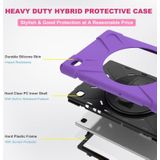 For Samsung Galaxy Tab A7 10.4 2020 T500 / T505 Shockproof Colorful Silicone + PC Protective Case with Holder & Shoulder Strap & Hand Strap & Screen Protector(Purple)