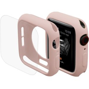 ENKAY Hat-Prince 2 in 1 TPU Semi-clad Protective Shell + 3D Full Screen PET Curved Heat Bending HD Screen Protector for Apple Watch Series 4 40mm(Pink)