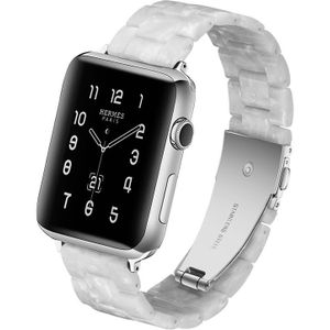 Simple Fashion Resin Watch Strap for Apple Watch Series 5 & 4 44mm & Series 3 & 2 & 1 42mm(Pearl White)