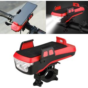 USB Charging Bicycle Light Front Handlebar Led Light  ? with Holder & Electric Horn?4000mAh Battery (Red)