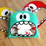 100 PCS Cute Big Teech Mouth Monster Plastic Bag Wedding Birthday Cookie Candy Gift OPP Packaging Bags  Gift Bag Size:10x10cm(Green)