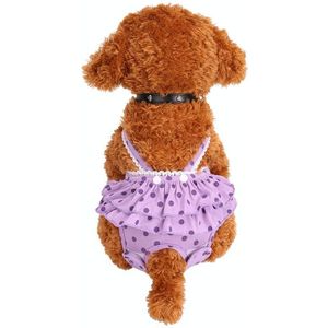 Menstrual Physiological Pants For Pet Dog Polka Dot Skirt And Bib Physiological Pants  Size: S(Purple)
