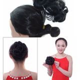 Wig Ball Head Flower Hairpin Hair Bag Wig Headband for Bride(Beige)