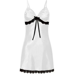 3 PCS Sling Lace Sexy Perspective Lingerie Nightdress(White)