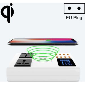 YC-CDA10W 10W Multi Port USB Intelligent Digital Display Fast Charging Wireless Charger  EU Plug