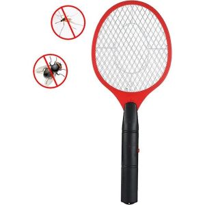 Hand Racket Mosquito Swatter Insect Home Garden Pest Bug Fly Mosquito Zapper Swatter Killer Electric Fly Swatter(Red)