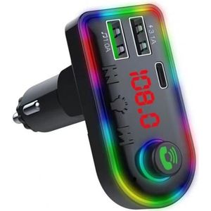 F8 Car FM Transmitter Colorful Light Type-C Car MP3 Player