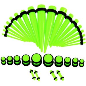 36PCS Unisex Acrylic Ear Expansion Ear Extender 14G-00G Accessories Set(Green)