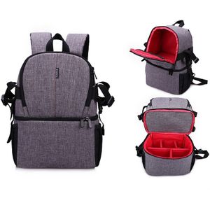 Multi-functional Waterproof Nylon Shoulder Backpack Padded Shockproof Camera Case Bag for Nikon Canon DSLR Cameras(Grey)